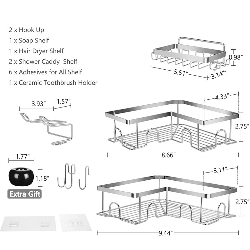 Rebrilliant Lucis Adhesive Stainless Steel Shower Caddy Wayfair